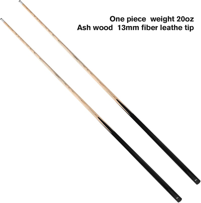 HMQQ 58" One Piece Pool Cue Stick with 13MM Leather Tip, Weight 20OZ Billiards Cue Stick, Pool Stick Set of 4/ Set of 6/ Set of 8 (Black&Natural Wood Color) - Image 2